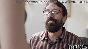 mature stepdad comforts petite teen stepdaughter using his big throbbing dick