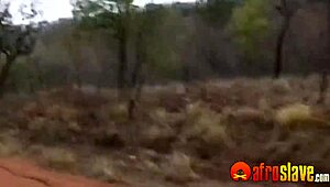 White Guy Satisfied by Hot Ebony Brunette Outdoors