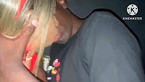 Hung black stud barebacks sexy blonde wife creampie in swing club booth