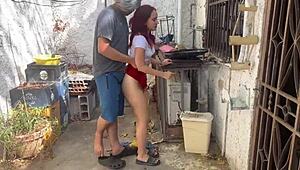 Stepdaughter's Skirt-Clad Ass In Patio Drives Me Wild!