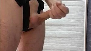 bound amateur handjob unloads thick cum ropes