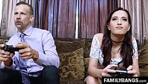 stepdad fucks brooke haze missionary while playing xbox - filthy rich taboo!