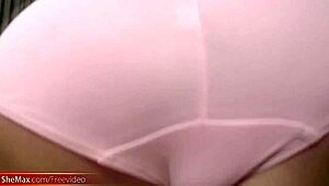 Brunette Ladyboy Rips Panties Jerks Big Cock Cumshot
