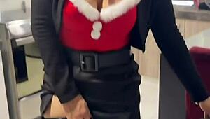 Mature latina milf fucks young godson at christmas dinner