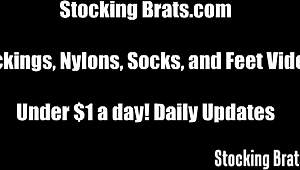 Can You Handle Watching Holly Peel Off Those Fishnet Stockings Teasing Her Feet?!