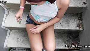 petite redhead tiny tits public outdoor banging caught