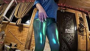 my deep blowjob ends with cum play on shiny cameltoe preview