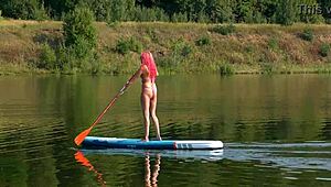 sup girl flashing pink micro bikini outdoors skinny slut!