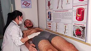 nurse sees his raging hard on and can't resist