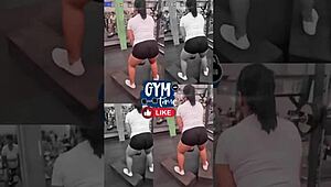 Gym girl skips panties trainer smells sweaty pussy bangs bathroom creampie