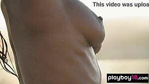 smoking hot ebony teen mimi desuka strips rooftop unwinds flashing big natural tits and pussy outdoor