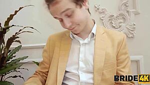 Kinky Russian wedding bride cuckolds hubby in flexible four-way group fuck