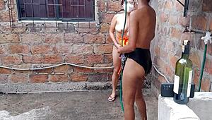 the sexy latina ebony brunettes flash grope tits vaginas in sensual country house bath assplay