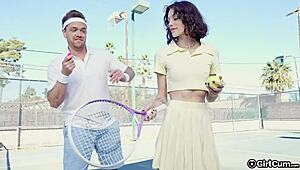 tennis babe skips lessons to ride big cock cowgirl style