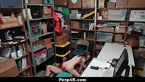 caucasian teen 18+ caught stealing store merchandise by sneaky burglar cop