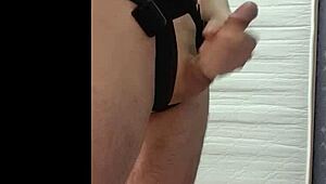 bound amateur handjob unloads thick cum ropes