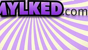 Luxe milks massive cum buckets on handjob table spunk explosion