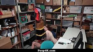 caucasian teen 18+ caught stealing store merchandise by sneaky burglar cop