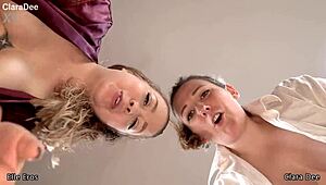 sissy, clara dee and elle eros spitroast you in dresses pov