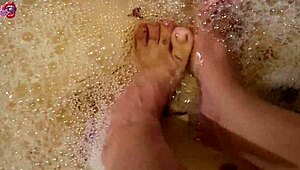 washin my sore feet with rose petals n herbs