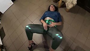 my deep blowjob ends with cum play on shiny cameltoe preview