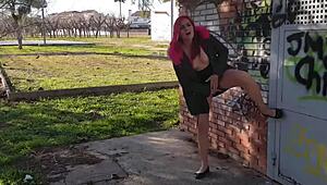 Amped Teen Squirts Wild In Crowded Park Exposure