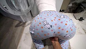Blonde Stepsis Stuck in Washer Takes Rough Creampie Pounding