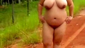 Pregnant Wife Strips Naked for Outdoor Public Cuckold Exposure in Rural Forest Nature Road