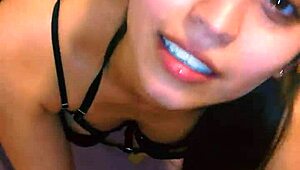 petite latina friend waits in lingerie harness bent for rough creampie domination