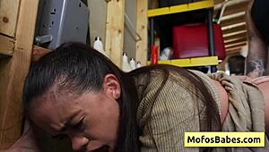 Sexy Horny Brunette Angelina Moon Fingers Shaved Pussy Then Fucks Gardener Logan Xander in Van