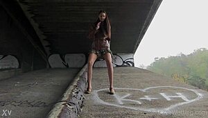 Kitty's Sensual Solo Pissing in Outdoor Public Setting