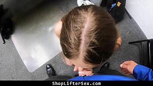 Security Officer Uncovers Shoplifter's Runaway Secret in Steamy Garage Encounter with Ripped Clothes and Rough Doggystyle