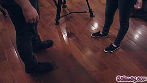 mackenzie moss and kira noir finger casey calvert's pussy while she makes them lick and trib