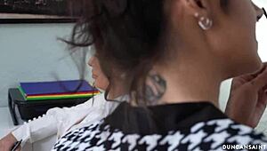 office bimbos threesome fuck boss