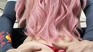 that skinny wife does a hot striptease then gets her clothes ripped off for deepthroat and pussy pounding by hubby