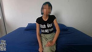 Hermosa Maria's Petite Blue-Haired Face Gets Drowned in Hot Semen