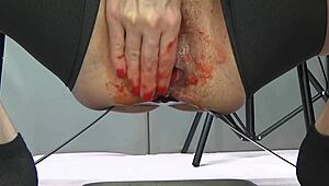 Watch this mature beauty gap her big pussy wide stuffing fresh strawberries deep inside teasingly