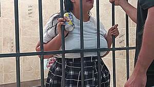 Wanna see this curvy teen's tight pussy get fucked hard in jail?