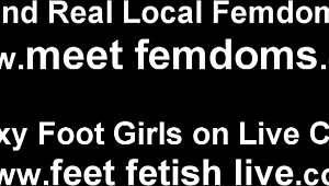young femdom duo demands foot worship and licking from submissive fetish slave