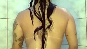 lingerie punk latina wife dances then teases tight asshole under shower