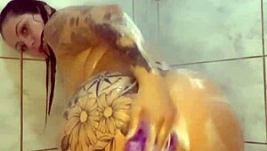 lingerie punk latina wife dances then teases tight asshole under shower