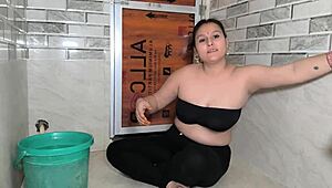 puja bhabhi sucks big dick, rides monster cock after bath with dirty talk and cumshot