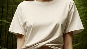 cute models in panties and lingerie relax barefoot at forest cabin