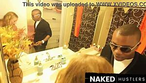 Blonde Natasha sucks dick deep on dating site bathroom hookup