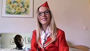 POV Interview with Russian Air Hostess Kiara Night's First Time HUGE BBC Bareback Creampie