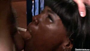 Damn strapped ebony slave bound tight takes rough interracial monster cock deepthroat gagging