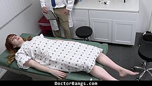 shy redhead teen nurse trades blowjobs and doggystyle for patient's silence in secret doctor deal
