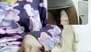 daddy cums twice on video call with sexy asian mommy's wet pussy