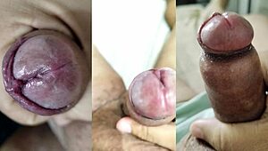 Nerd jerks small foreskin cock while hot teen girlfriend squirts on her tasty pussy and tits - part 13.