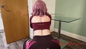 step mom bounces right onto my monster cock durin' yoga oops squirt city!!